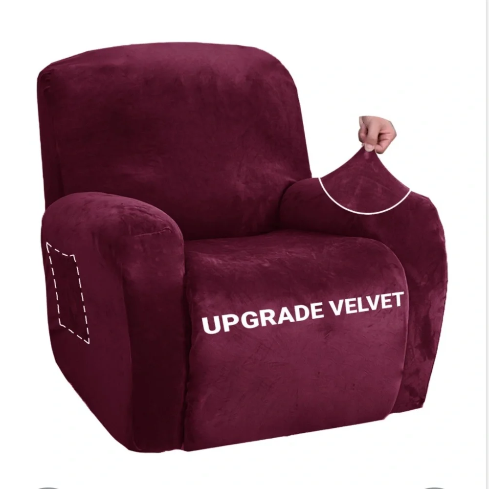 Burgundy Velvet Recliner Furniture Cover